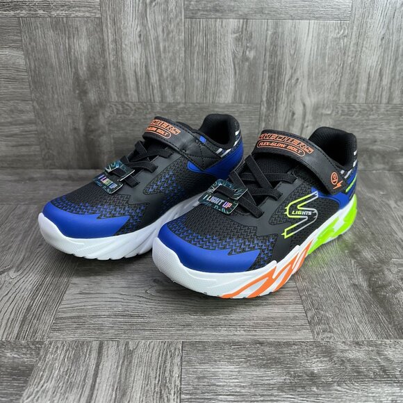 Skechers Flex Glow Big Kids size 4 Blue Light Up Sneakers - Picture 3 of 8
